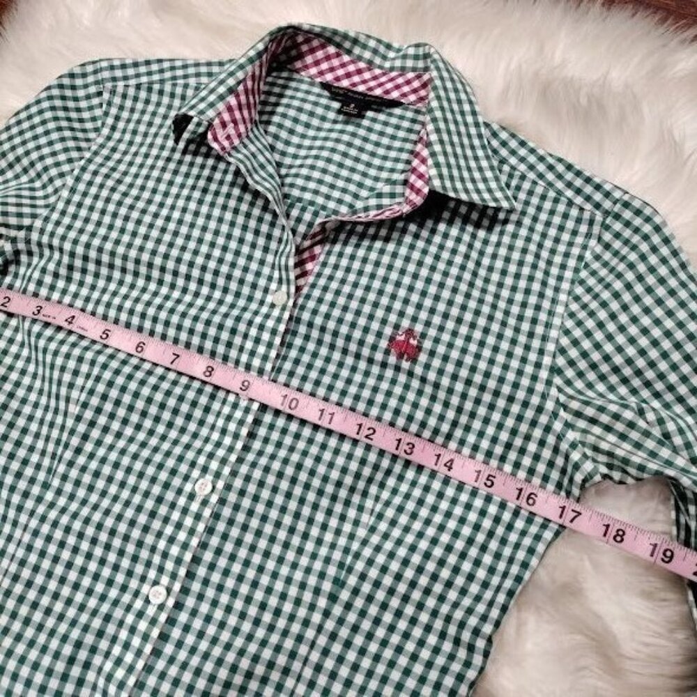 Brooks Brothers 346 Preppy Checkered Button-Down Shirt Boys Green White Size 2 - Picture 8 of 10